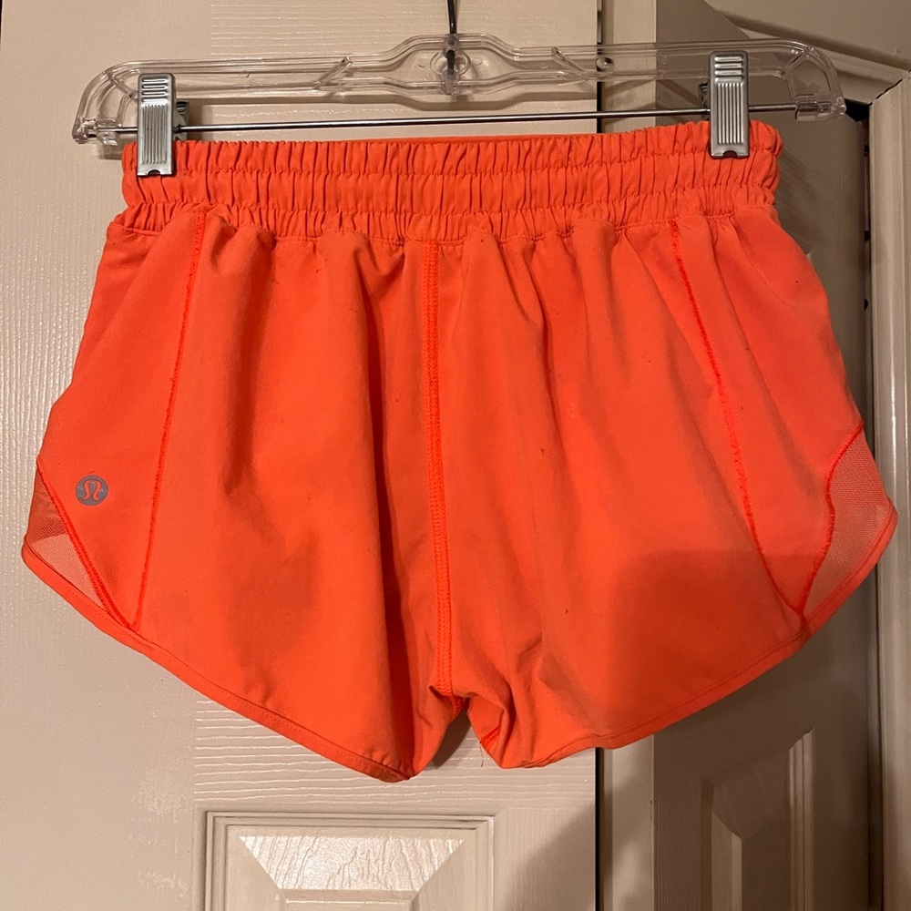 Lululemon 2.5” hotty shorts bright orange